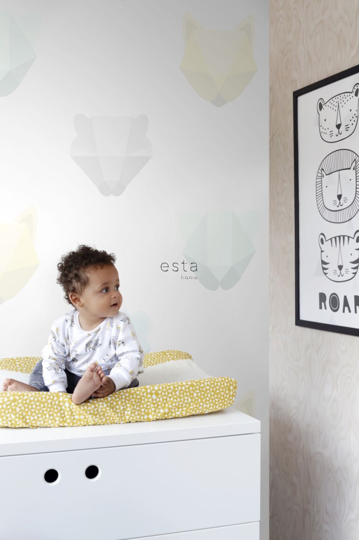 Esta 158856 Walls for Kids XL2 Animal heads mint green blue and gray - mural dla dzieci w zwierzęta