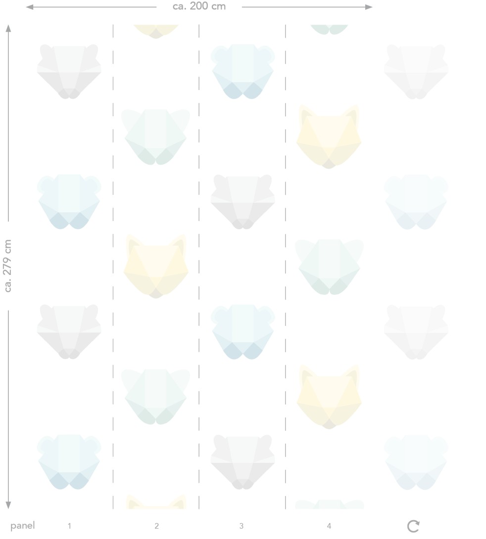Esta 158856 Walls for Kids XL2 Animal heads mint green blue and gray - mural dla dzieci w zwierzęta