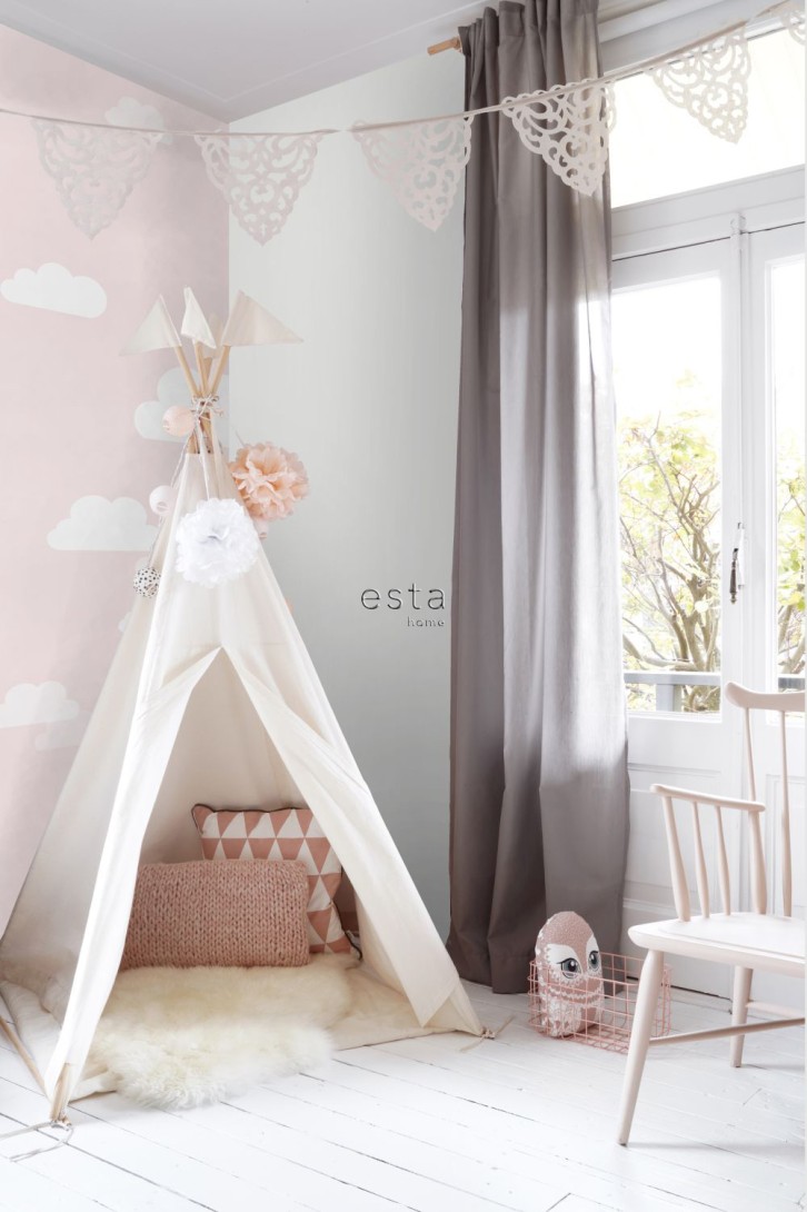 Esta 158843 Walls for Kids XL2 Little clouds light pink - mural dla dzieci w chmury