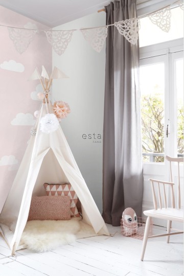 Esta 158843 Walls for Kids XL2 Little clouds light pink - mural dla dzieci w chmury