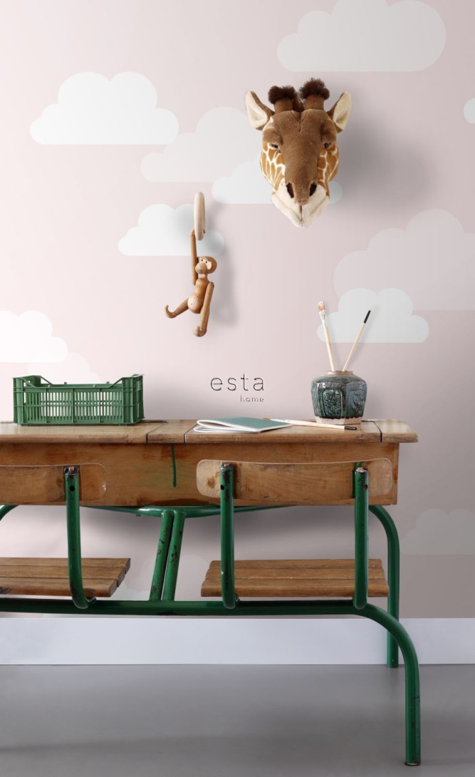 Esta 158843 Walls for Kids XL2 Little clouds light pink - mural dla dzieci w chmury