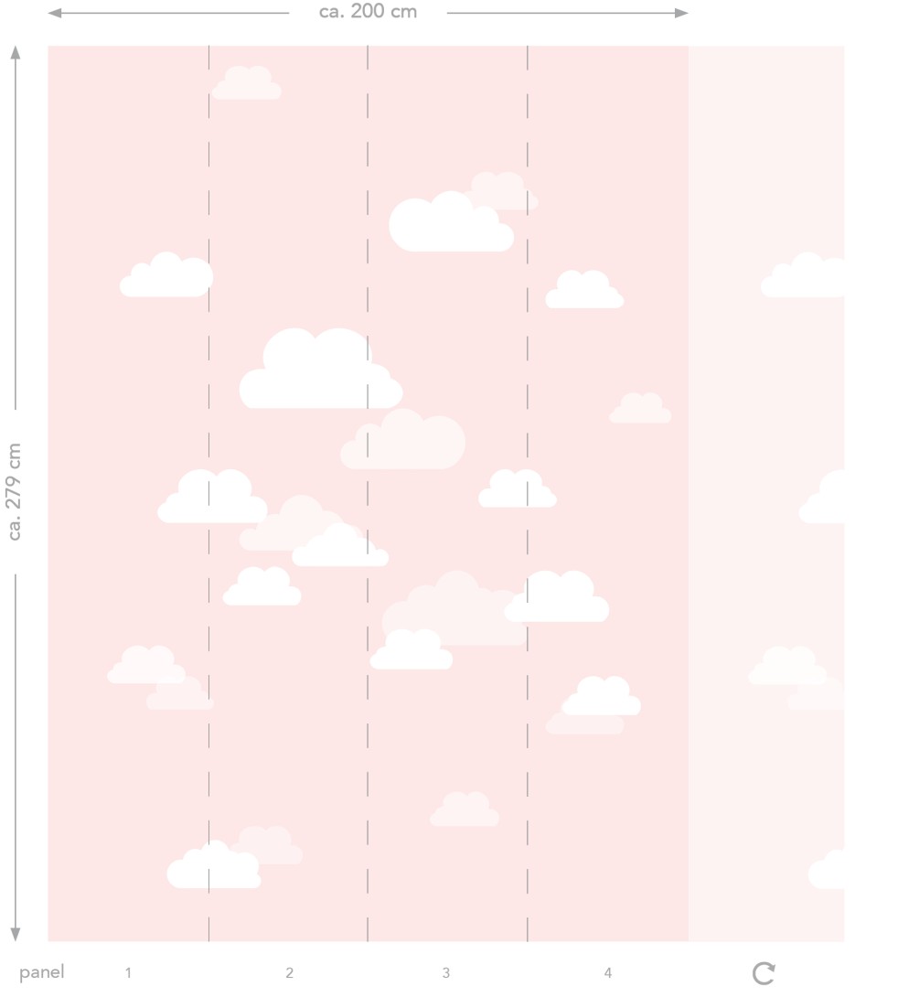 Esta 158843 Walls for Kids XL2 Little clouds light pink - mural dla dzieci w chmury