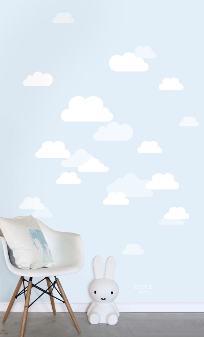 Esta 158842 Walls for Kids XL2 Little clouds light blue - mural dla dzieci w chmury