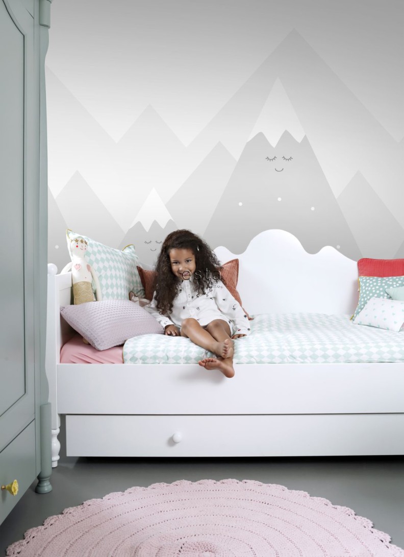 Esta 158840 Walls for Kids XL2 Mountains light gray - mural dla dzieci w górski krajobraz