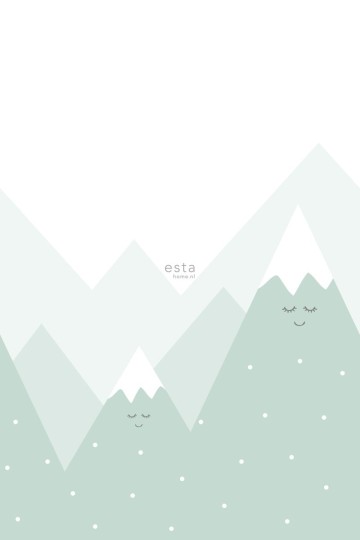 Esta 158839 Walls for Kids XL2 Mountains mint green - mural dla dzieci w królika z origami