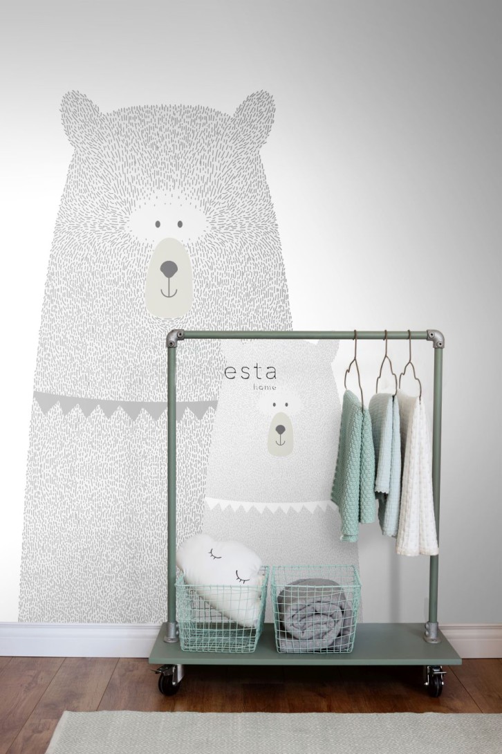 Esta 158837 Walls for Kids XL2 Bears mother and child light gray - mural dla dzieci w niedźwiadki