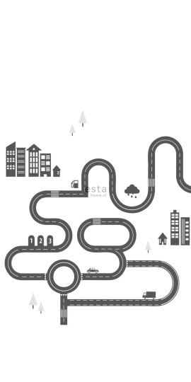 Esta 158835 Walls for Kids XL2 Drawn street black and white - mural dla dzieci w mapkę