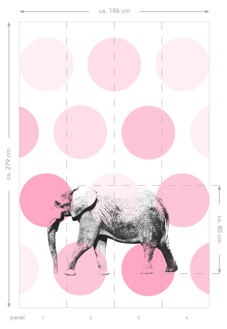 Esta 158708 Walls for Kids XL2 Elephant pink - mural dla dzieci w słonia na geometrycznym tle