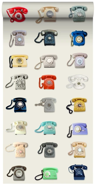 Esta 158503 XL² Photowalls XXL retro telephones beige gray red and blue - tapeta w retro telefony