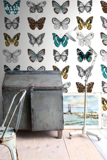 Esta 158507 XL² Photowalls XXL butterflies turquoise black and white - tapeta w motyle
