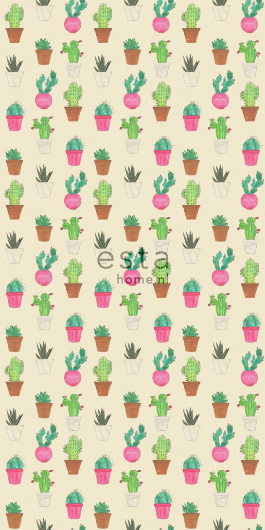 Esta 158604 XL² Photowalls XXL Cactus Fiesta green pink and beige - tapeta w kaktusy