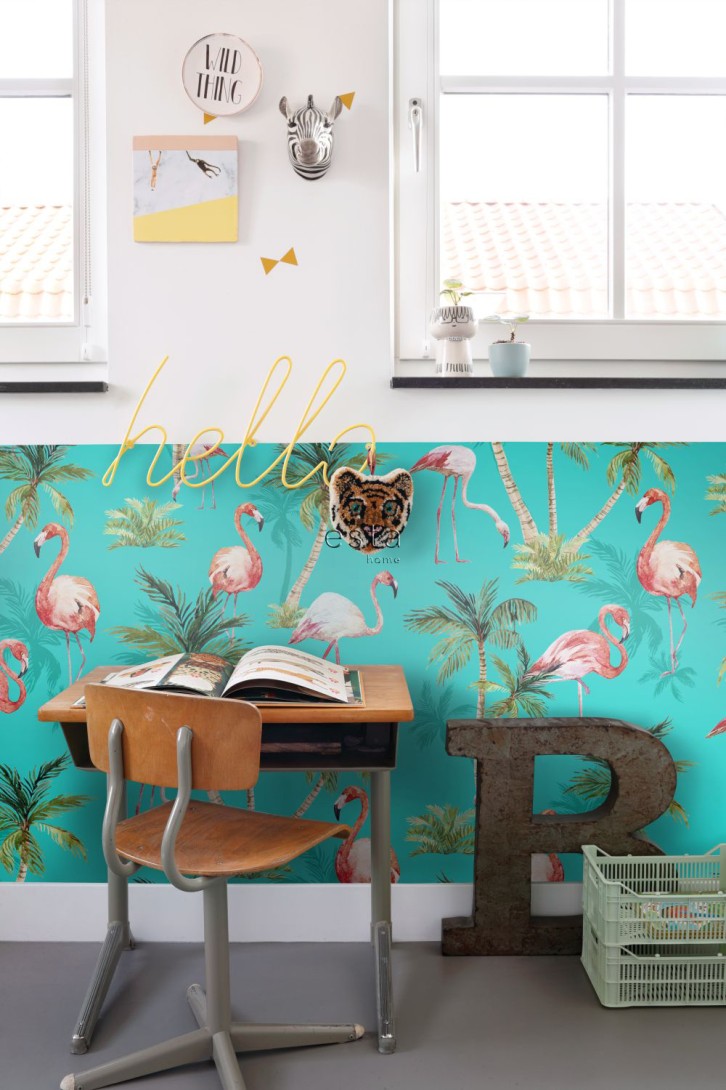 Esta 158609 XL² Photowalls XXL flamingos turquoise green and pink - tapeta we flamingi