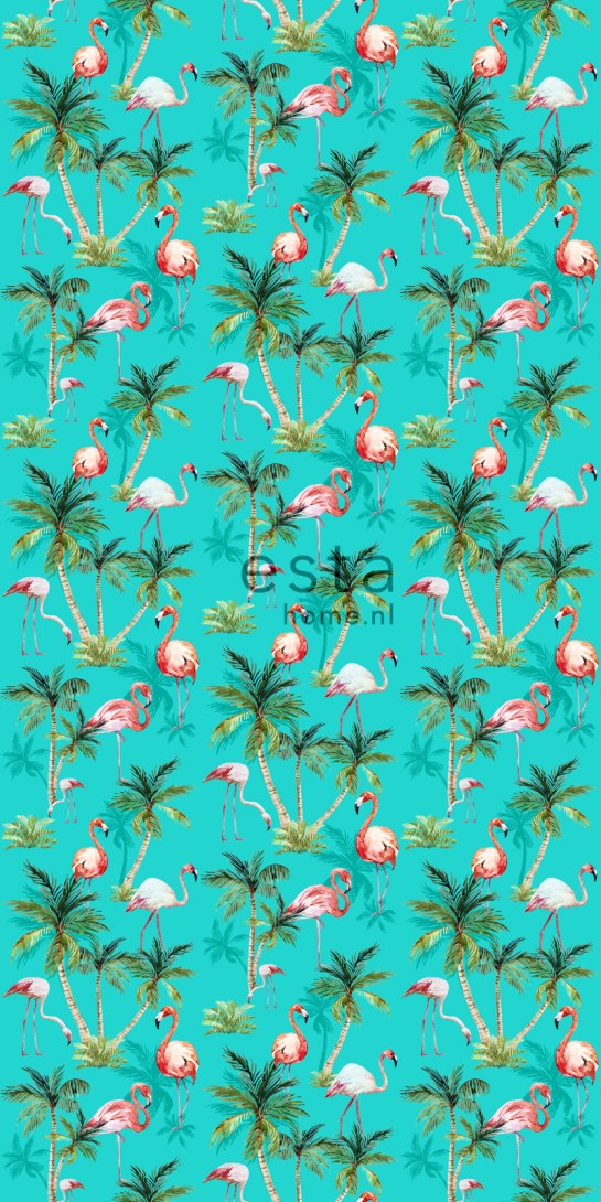 Esta 158609 XL² Photowalls XXL flamingos turquoise green and pink - tapeta we flamingi