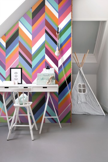 Esta 158912 XL² Photowalls XXL zigzag motif green pink purple and blue - tapeta w kolorowe zygzaki