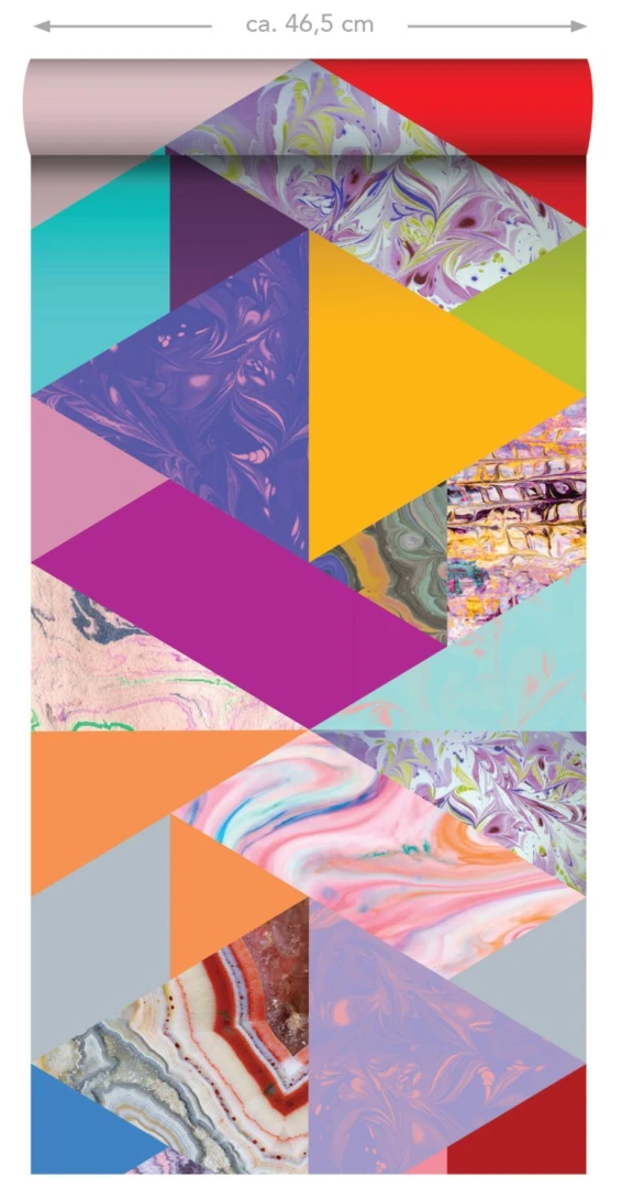 Esta 158914 XL² Photowalls XXL triangles with marble effect yellow blue pink and green - tapeta w trójkąty z efektem marmuru