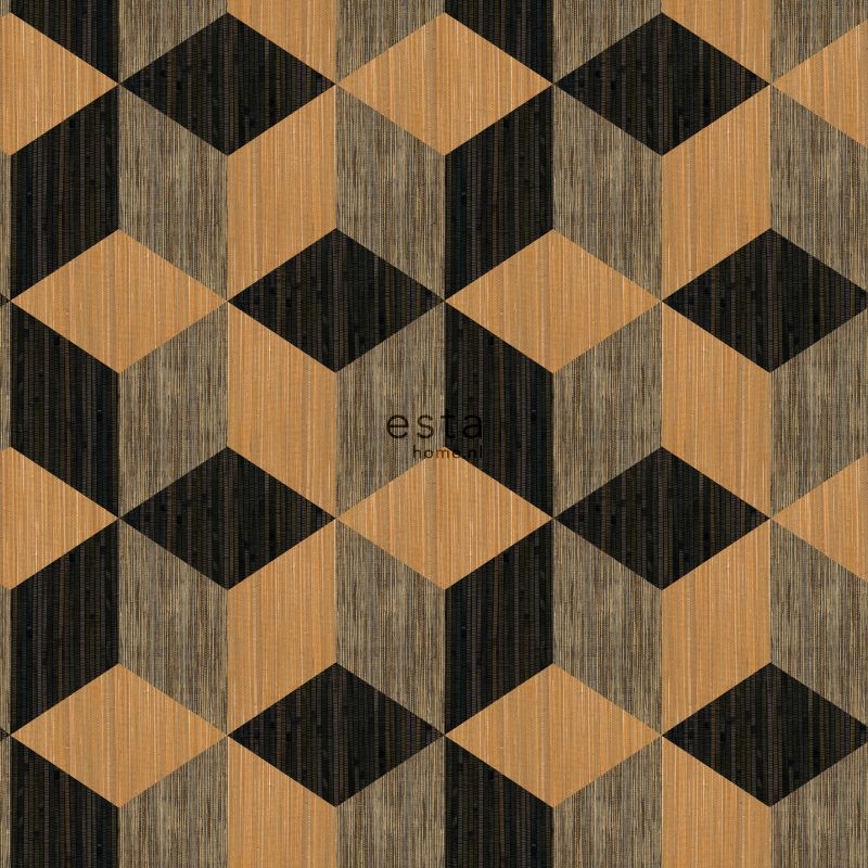 Esta 158918 XL² Photowalls XXL 3D graphic cubes black and brown - tapeta geometryczna 3D