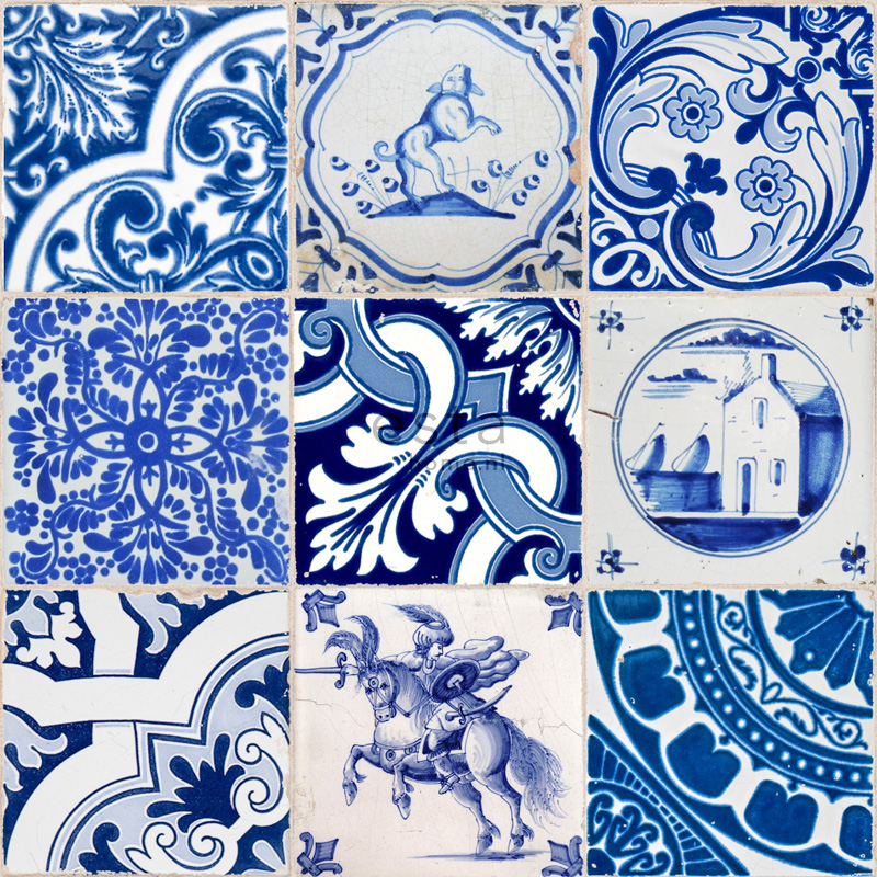 Esta 158001 XL² Photowalls XXL small tiles indigo blue - tapeta imitująca płytki