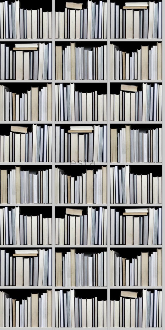 Esta 158205 XL² Photowalls XXL bookcase black gray beige and white - tapeta w regał z książkami
