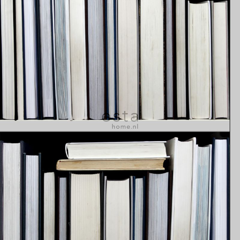 Esta 158205 XL² Photowalls XXL bookcase black gray beige and white - tapeta w regał z książkami