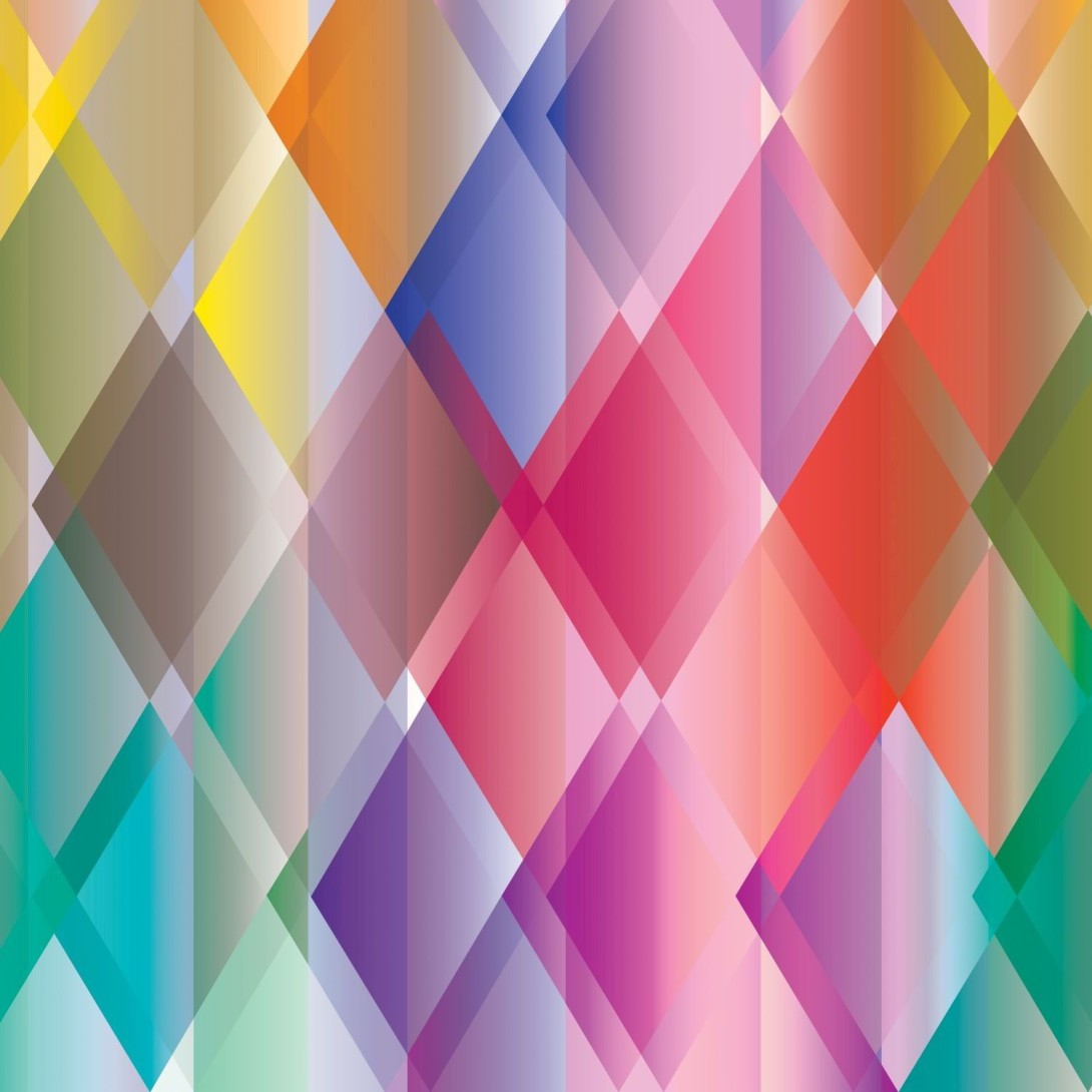 Esta 158917 XL² Photowalls gradient rhombus motif pink red purple green and blue - mural w gradientowe romby