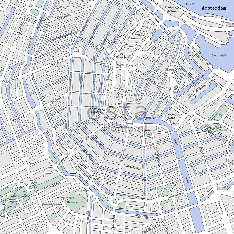 Esta 157712 XL² Photowalls map of Amsterdam gray and blue - mural w mapę Amsterdamu