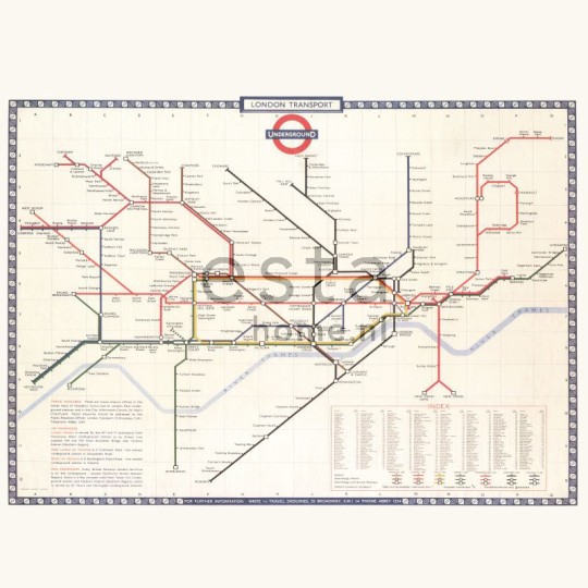 Esta 158209 XL² Photowalls London Tube subway map beige red and blue - mural londyńskie metro