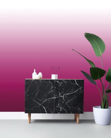 Esta 158819 XL² Photowalls floor to ceiling dip dye gradient candy pink and matt white - mural w gradient