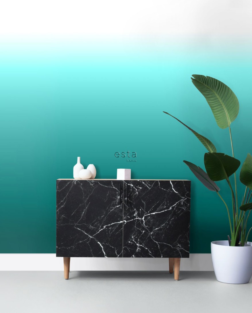Esta 158820 XL² Photowalls floor to ceiling dip dye gradient intense turquoise and matt white - mural w gradient