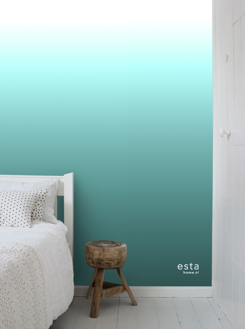 Esta 158820 XL² Photowalls floor to ceiling dip dye gradient intense turquoise and matt white - mural w gradient