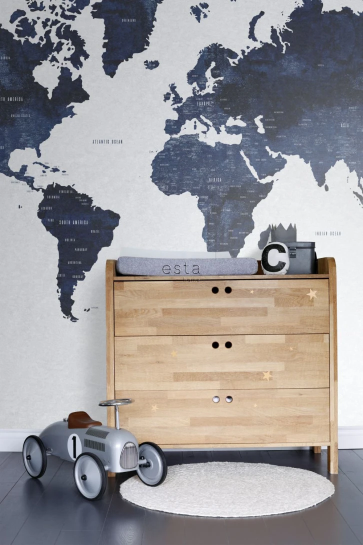 Esta 158853 XL² Photowalls vintage world map blue - mural w mapę świata