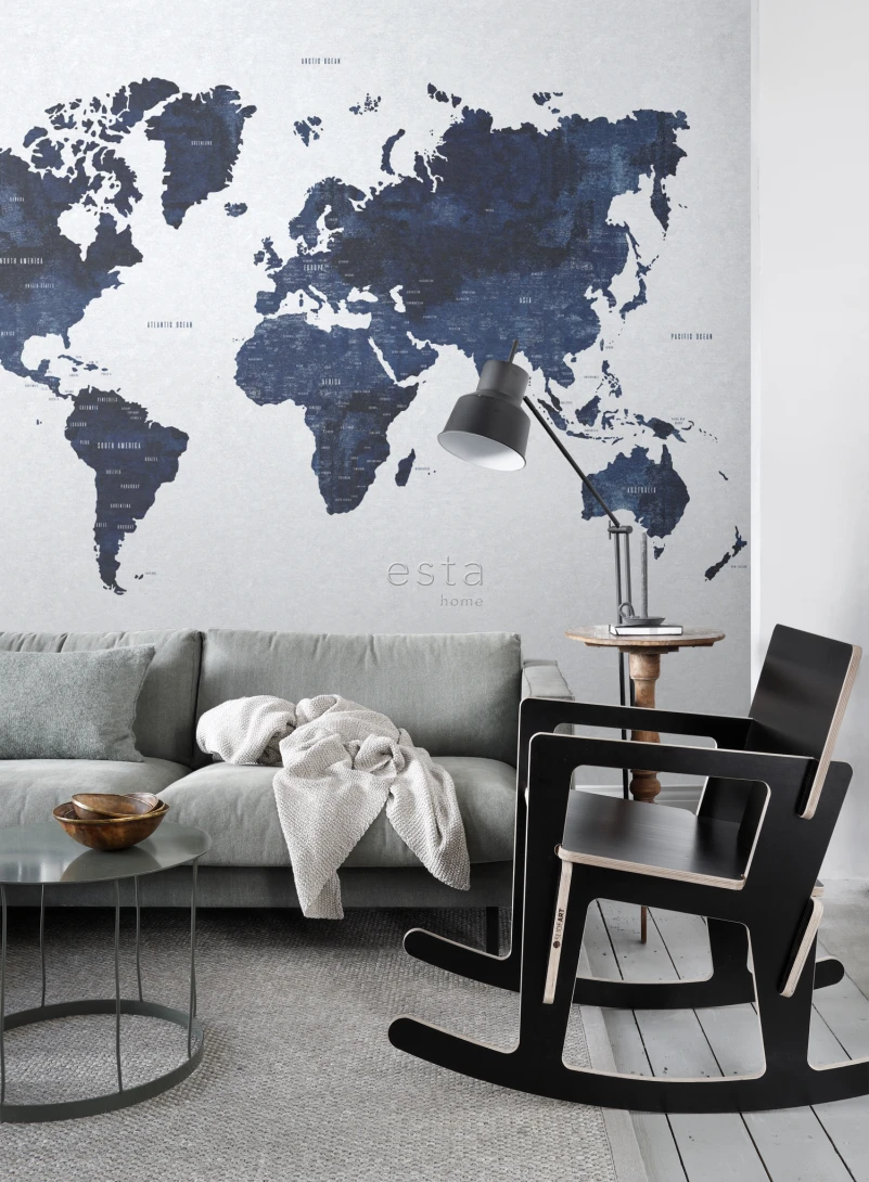 Esta 158853 XL² Photowalls vintage world map blue - mural w mapę świata