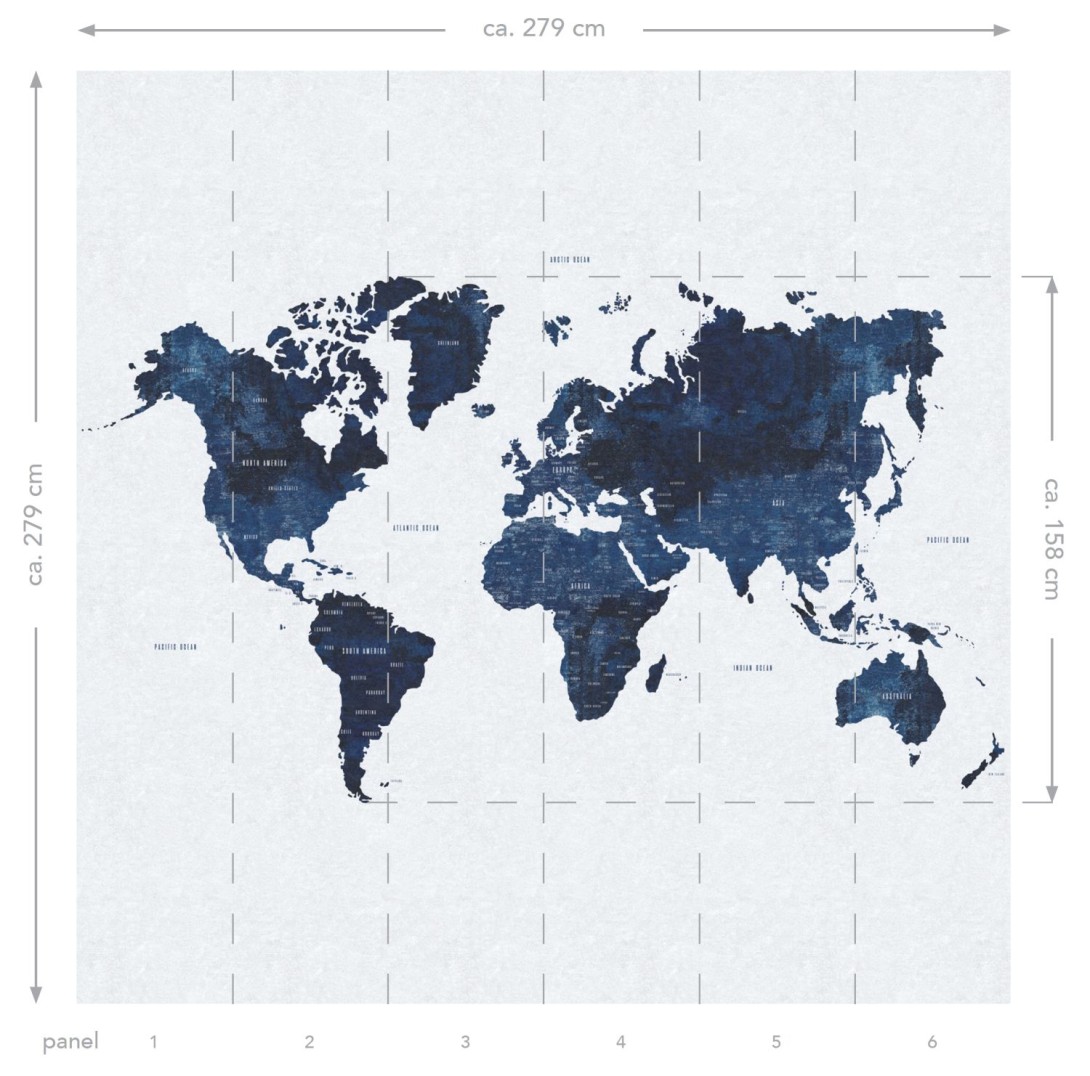 Esta 158853 XL² Photowalls vintage world map blue - mural w mapę świata
