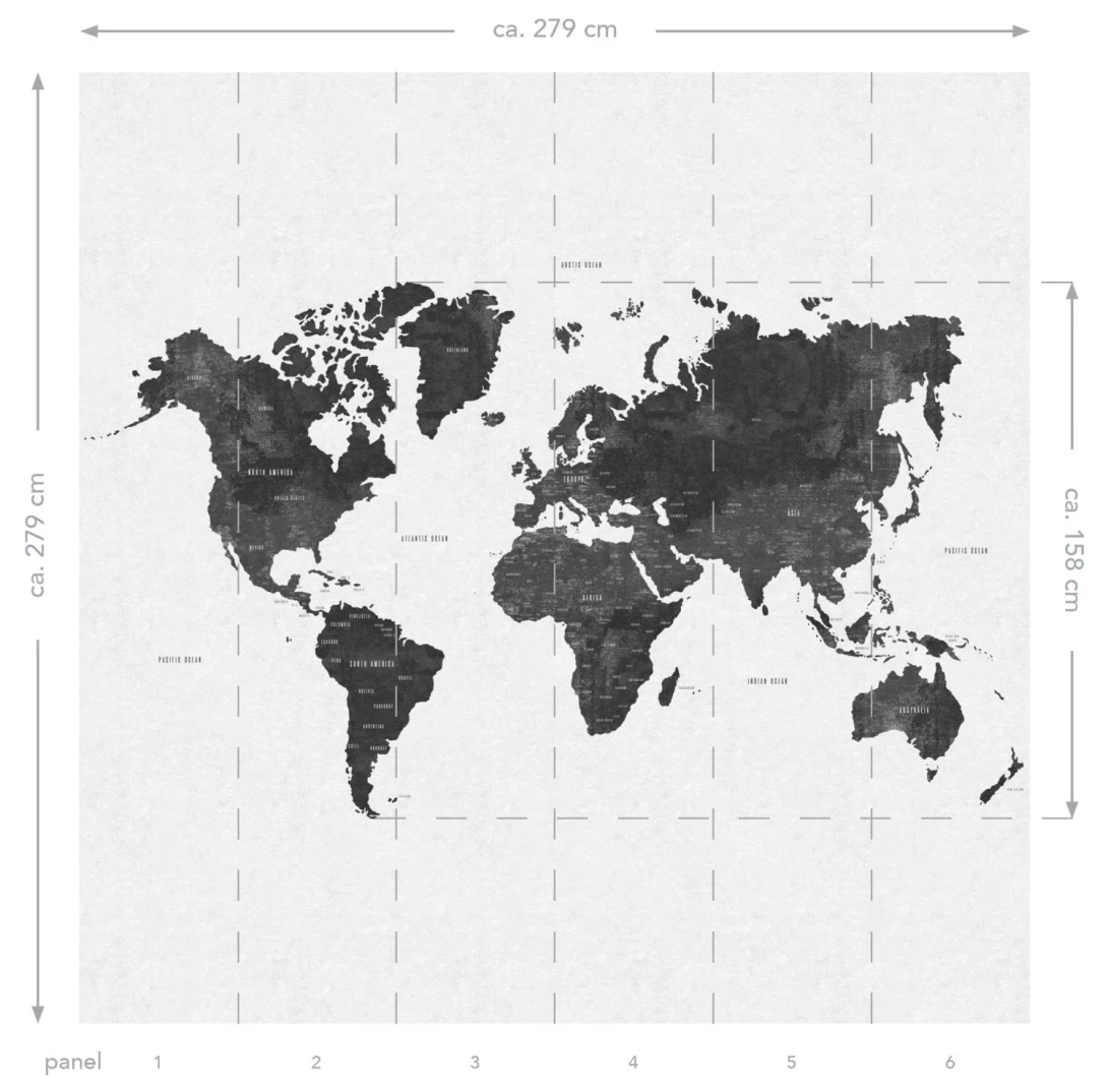 Esta 158854 XL² Photowalls vintage world map black and white - mural w mapę świata
