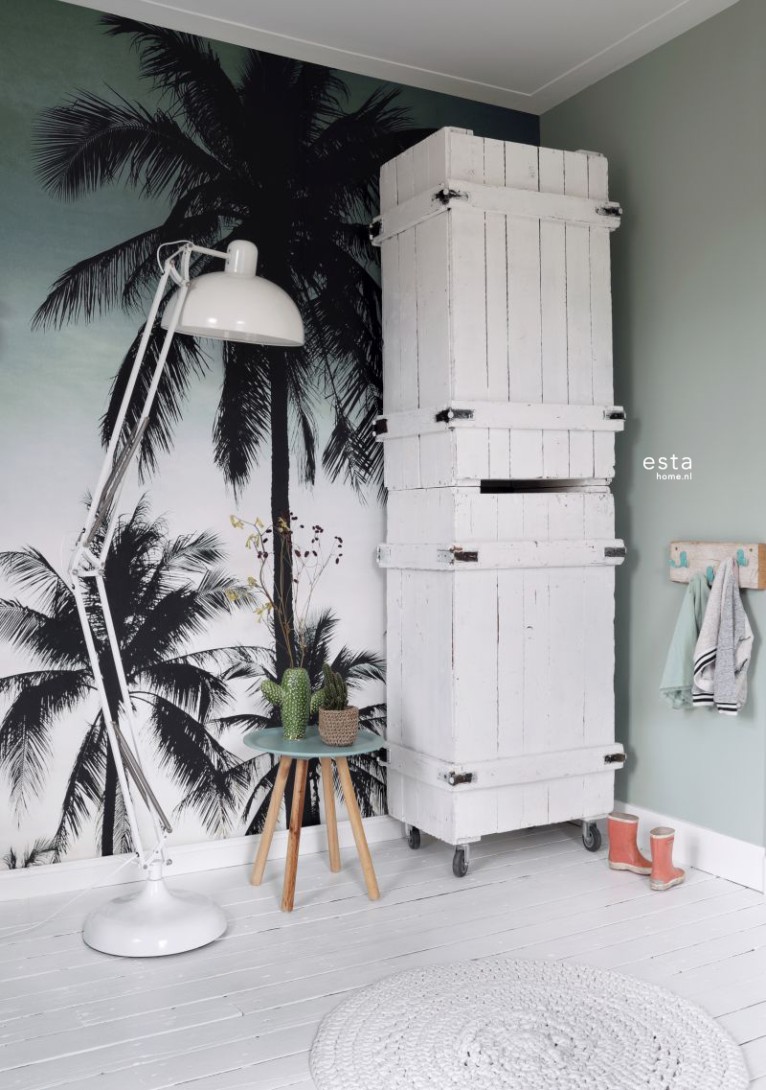 Esta 158899 XL² Photowalls palm trees petrol green - mural w palmy