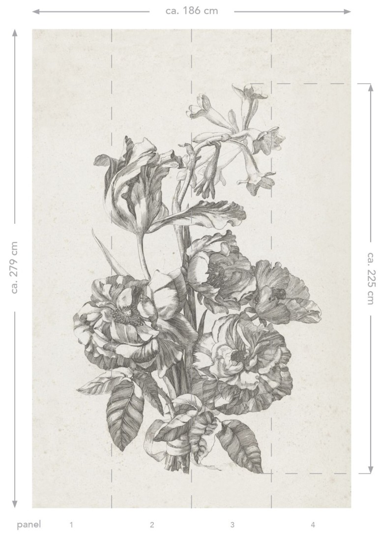 Esta 158887 XL² Photowalls still life of flowers black and white - mural w roślinny wzór