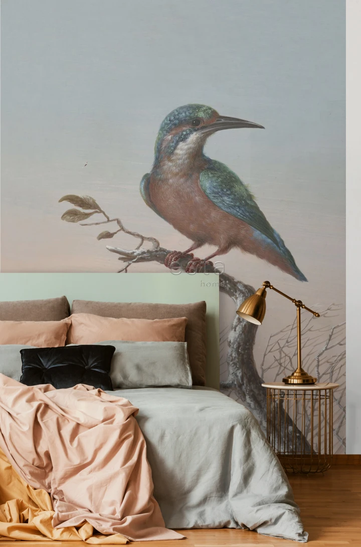 Esta 158888 XL² Photowalls kingfisher on branch evening red - mural w zimorodka