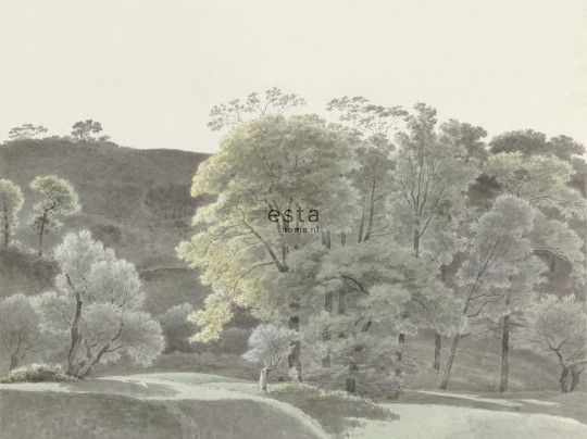 Esta 158892 XL² Photowalls wooded landscape mint green - mural w leśny pejzaż