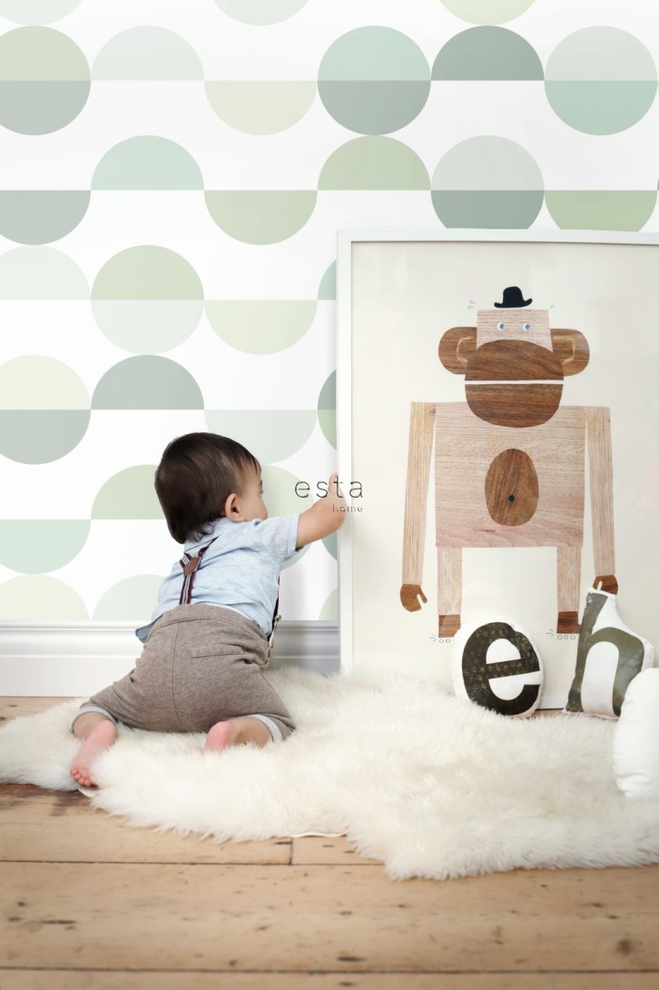Esta 158904 XL² Photowalls semicircles in retro style green - mural w retro koła