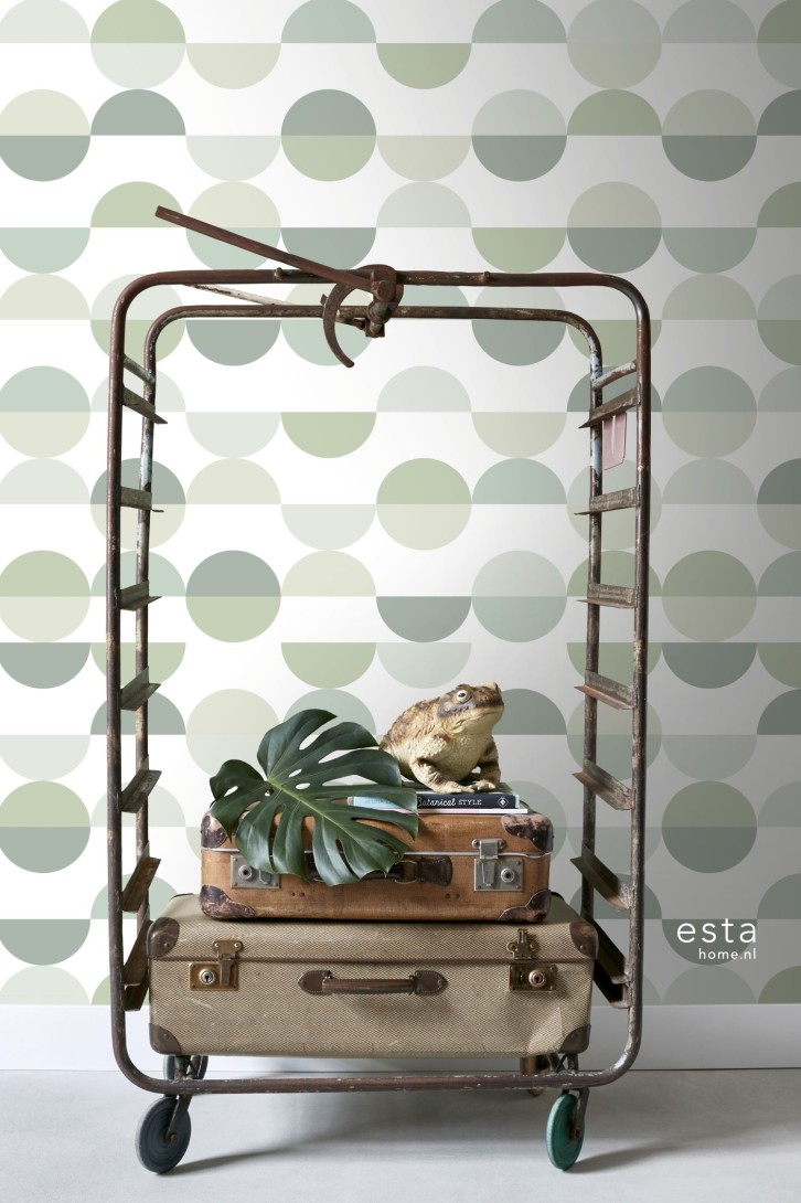 Esta 158904 XL² Photowalls semicircles in retro style green - mural w retro koła
