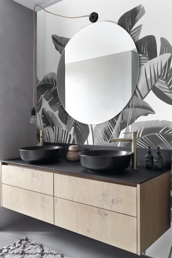 Esta 158907 XL² Photowalls large banana leaves black and white - mural w duże liście bananowca