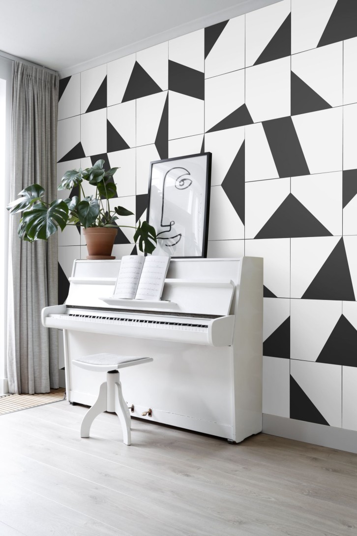Esta 158908 XL² Photowalls tile motif black and white - mural w kwadraty