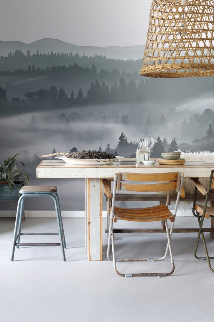 Esta 158910 XL² Photowalls foggy mountains green - mural w zamglony las i góry