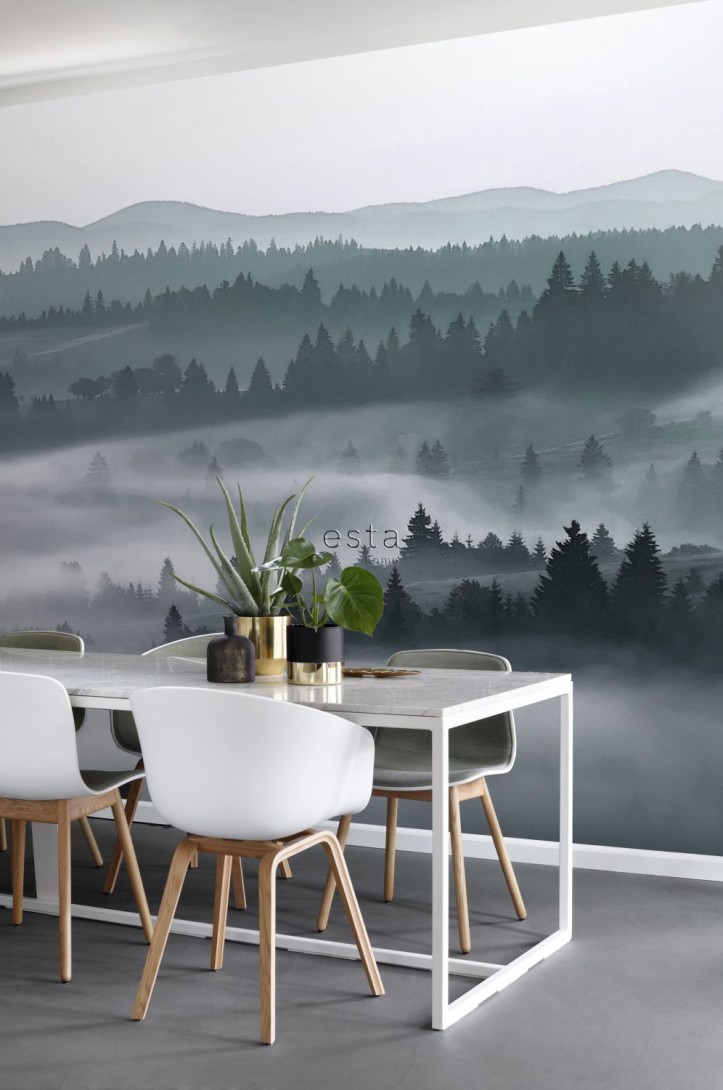 Esta 158910 XL² Photowalls foggy mountains green - mural w zamglony las i góry