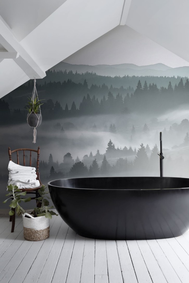 Esta 158910 XL² Photowalls foggy mountains green - mural w zamglony las i góry