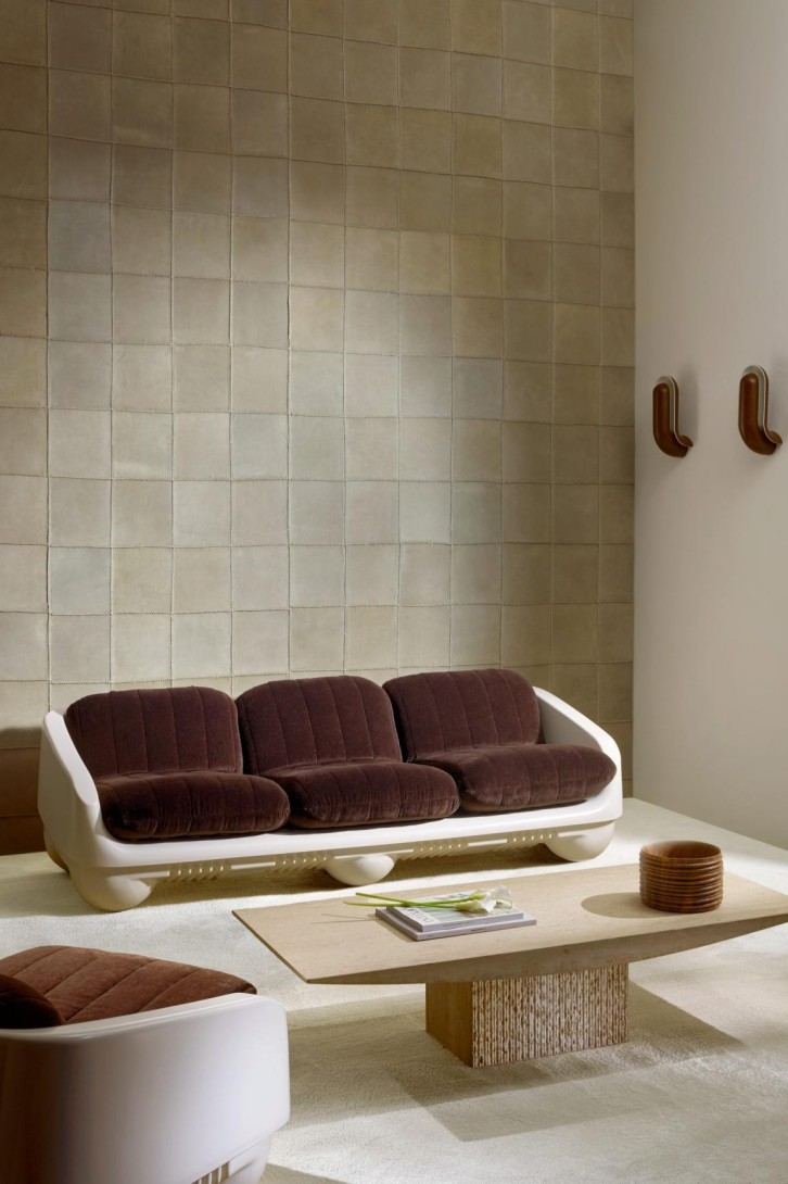 Arte 29211 Allures Reliure Khaki - tapeta skórzana w kwadraty