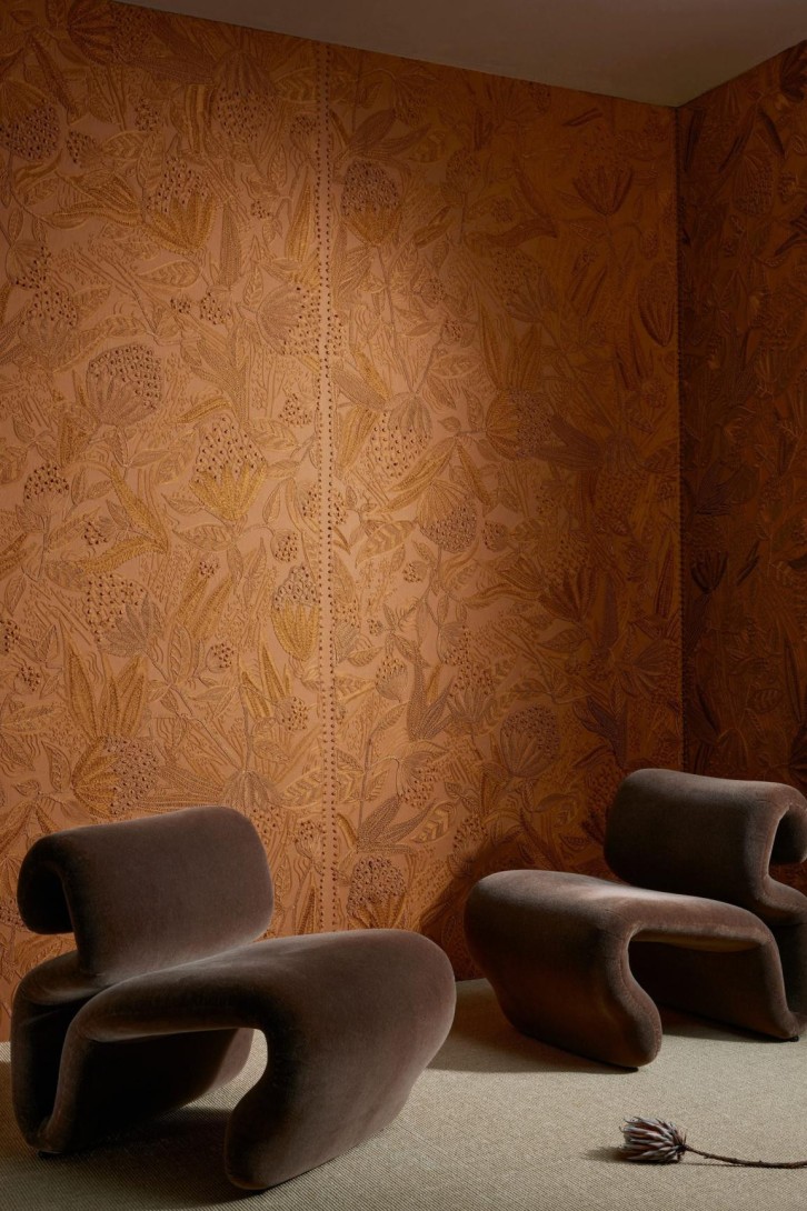 Arte 29200 Allures Éclosion Sand - tapeta tekstylna haftowana