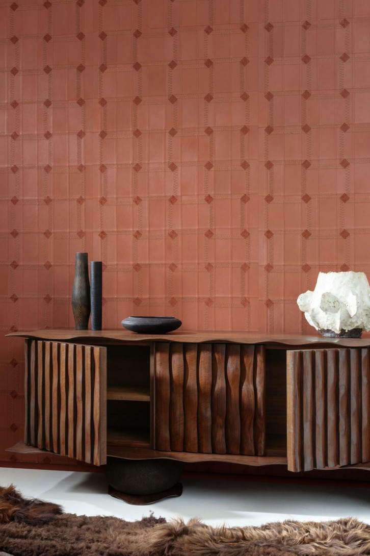 Arte 27420 Corium Cassone Pearl - tapeta z koziej skóry z haftem