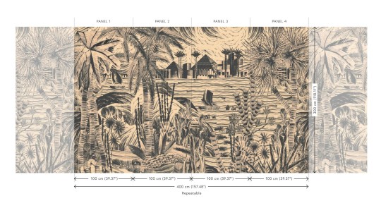 Arte 19460 Essentials Luxor Thebe Mono - mural tekstylny z krajobrazem z piramidami