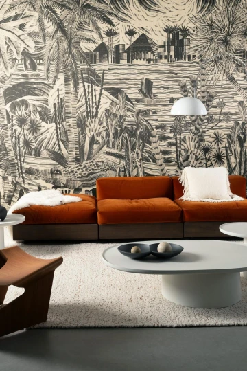 Arte 19460 Essentials Luxor Thebe Mono - mural tekstylny z krajobrazem z piramidami