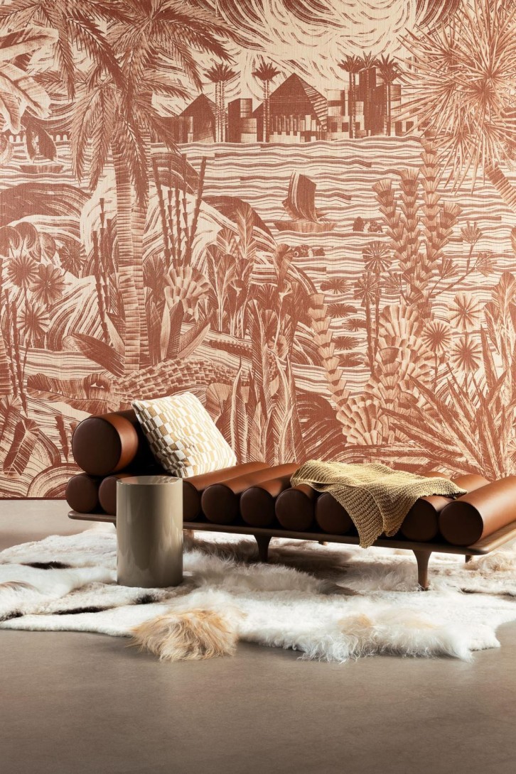 Arte 19460 Essentials Luxor Thebe Mono - mural tekstylny z krajobrazem z piramidami